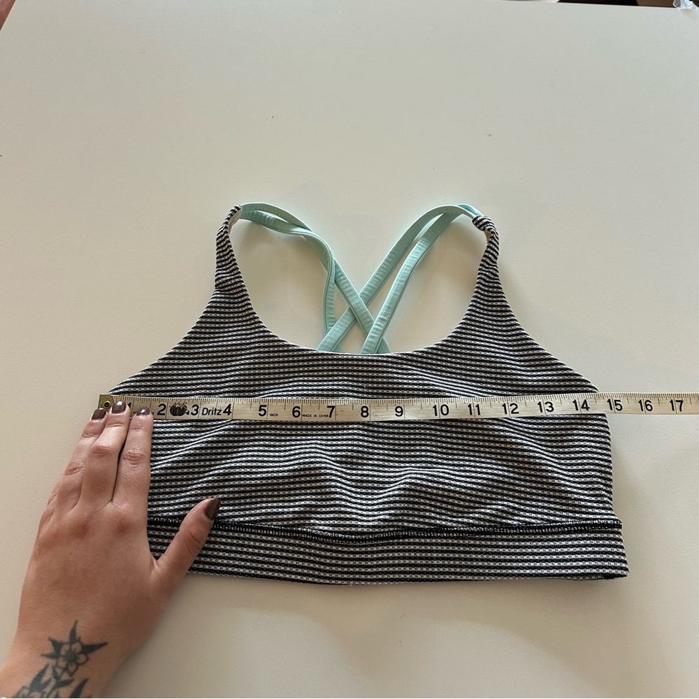 Rare Lululemon Gingham Luon Tranquil Blue Energy Sports Bra Strappy 10 - Picture 3 of 4